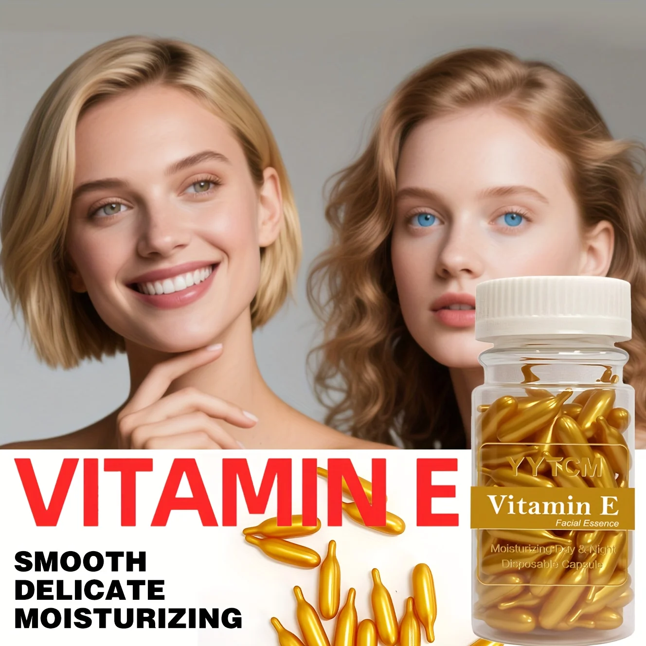 Vitamin E Serum Capsules, Single-Use Essence Capsules, Hydrating and Moisturizing Facial Skin 90 Capsules/Bottle - 1 Bottle - Image 3