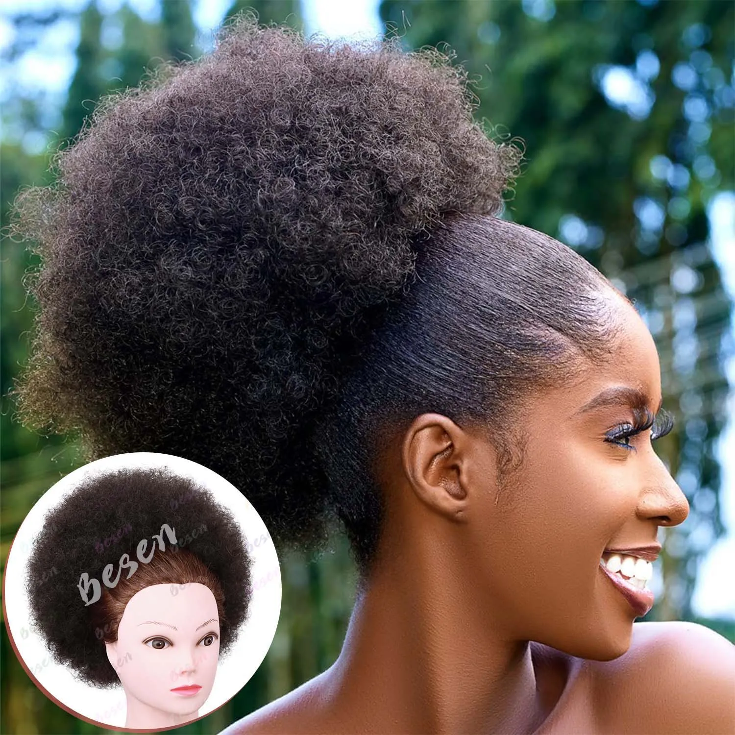 Synthetic Afro Puff Drawstring Ponytail - Image 7