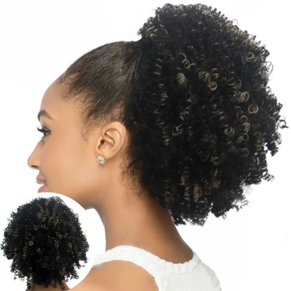 Kinky Curly Drawstring Ponytail Bun - Image 2