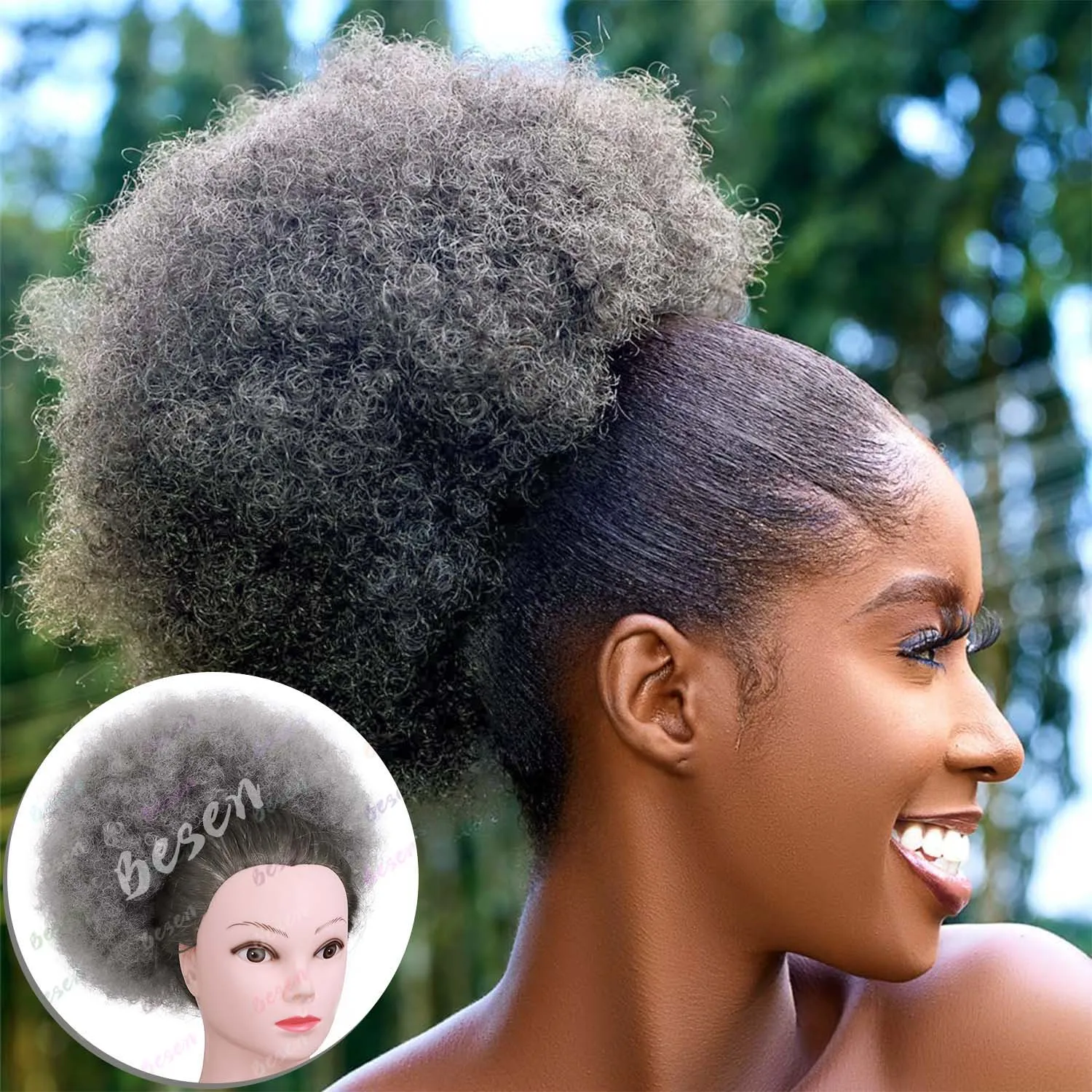Synthetic Afro Puff Drawstring Ponytail - Image 10