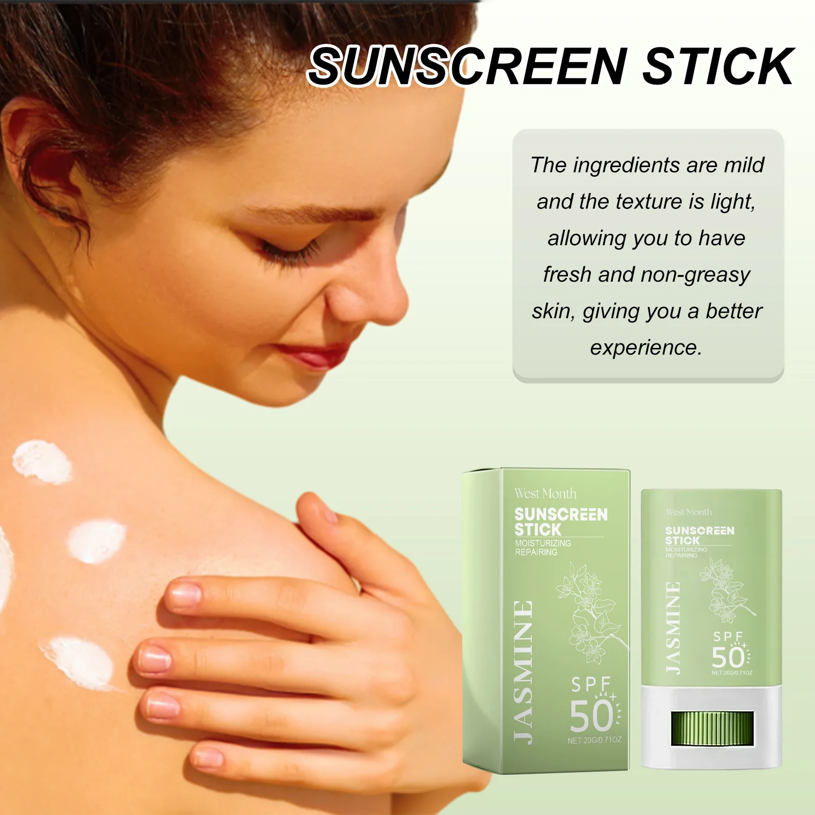 Spf 50+ Sunscreen Stick UV Protective Brightening Waterproof Sweatproof Refreshing Deep Moisturizing Lightweight Sunscreen Stick - Image 2