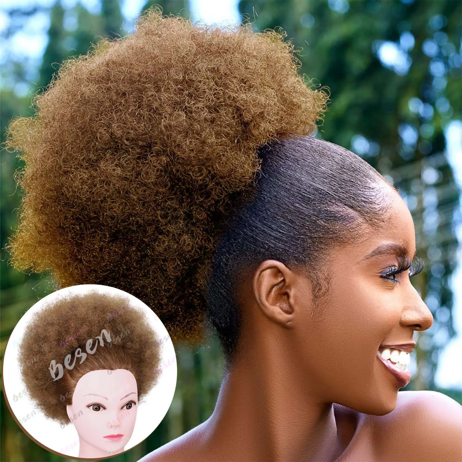 Synthetic Afro Puff Drawstring Ponytail - Image 8