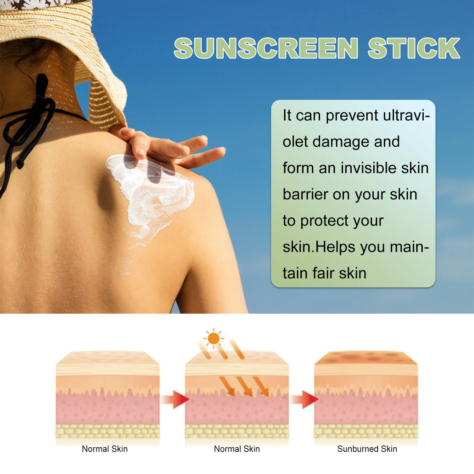 Spf 50+ Sunscreen Stick UV Protective Brightening Waterproof Sweatproof Refreshing Deep Moisturizing Lightweight Sunscreen Stick - Image 4