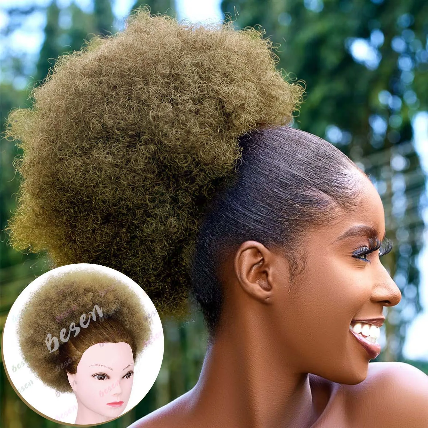 Synthetic Afro Puff Drawstring Ponytail - Image 12