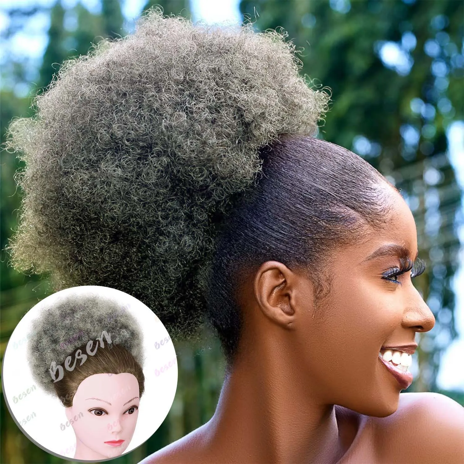 Synthetic Afro Puff Drawstring Ponytail - Image 11