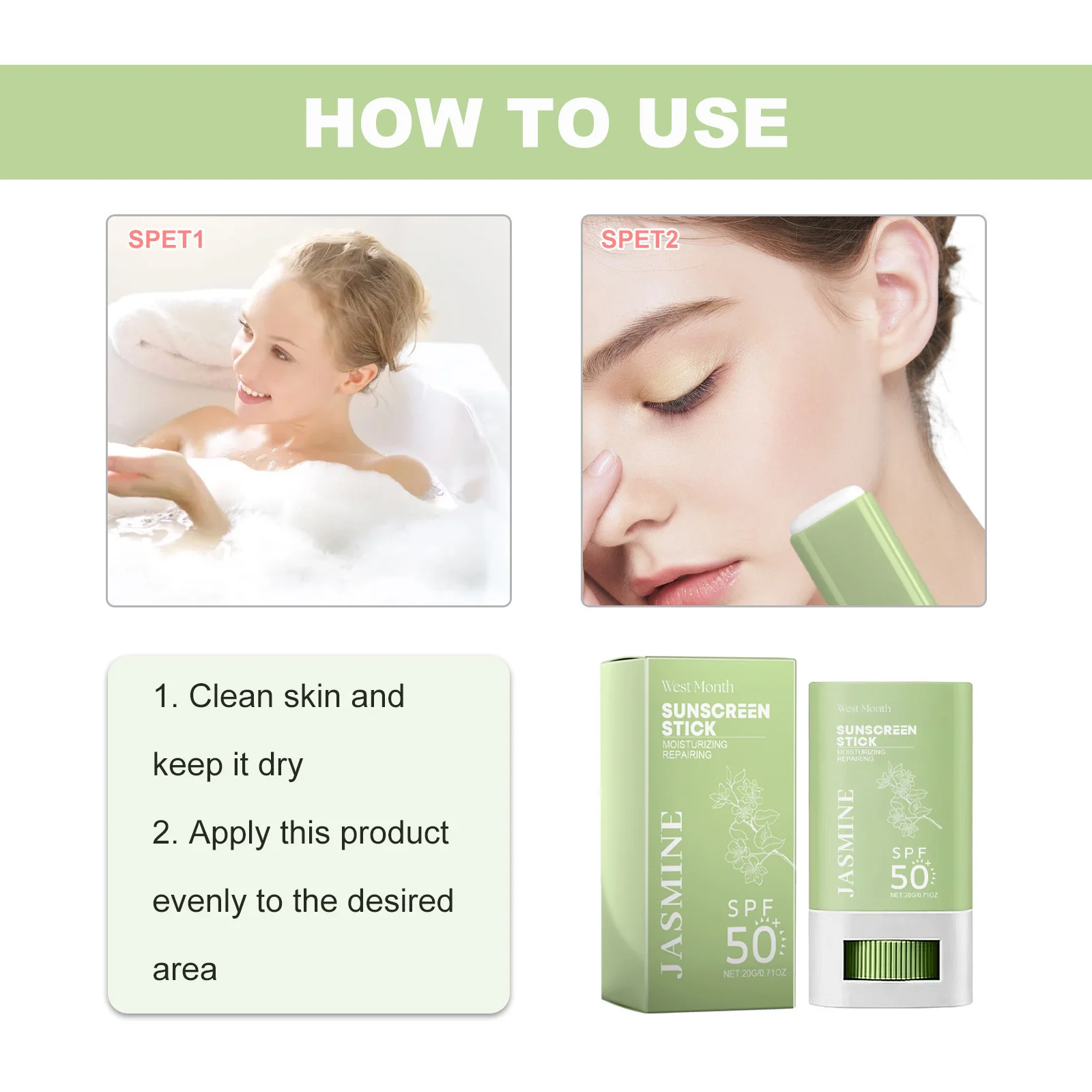 Spf 50+ Sunscreen Stick UV Protective Brightening Waterproof Sweatproof Refreshing Deep Moisturizing Lightweight Sunscreen Stick - Image 6
